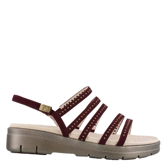 Jambu Burgundy Studded Strappy Wedge Sandals 11 - Picture 2 of 11